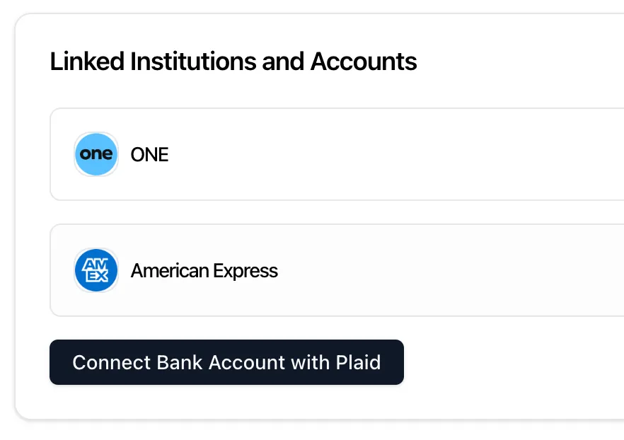 Linked accounts settings showing multiple bank connections for different jobs