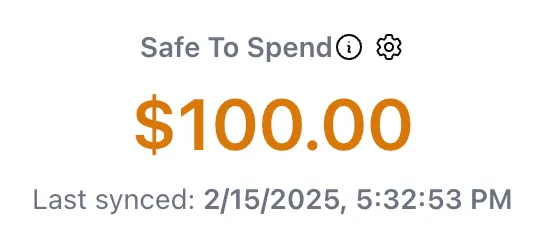 Safe to Spend Display