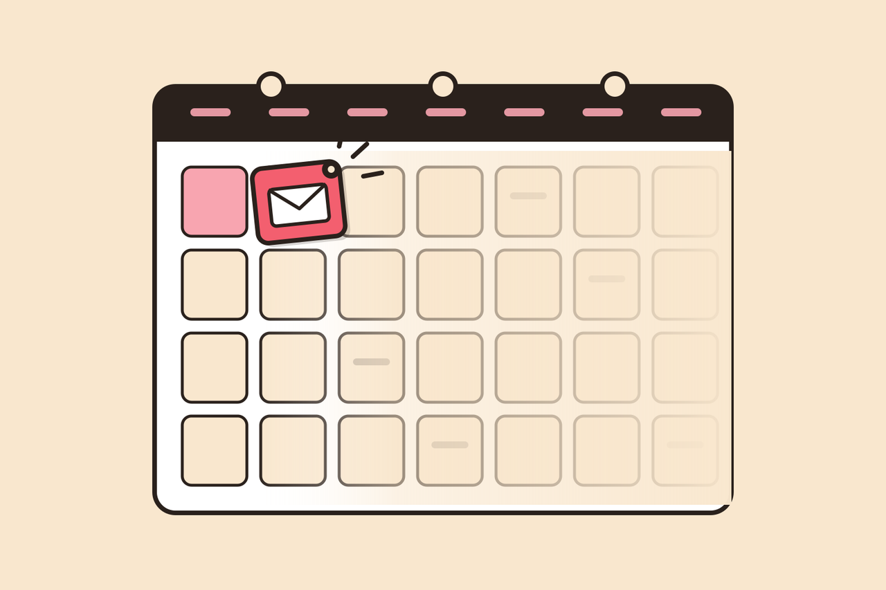 Illustration of a wall calendar where today is solid and the rest of the month fades into fog, with one bill snapped forward into view